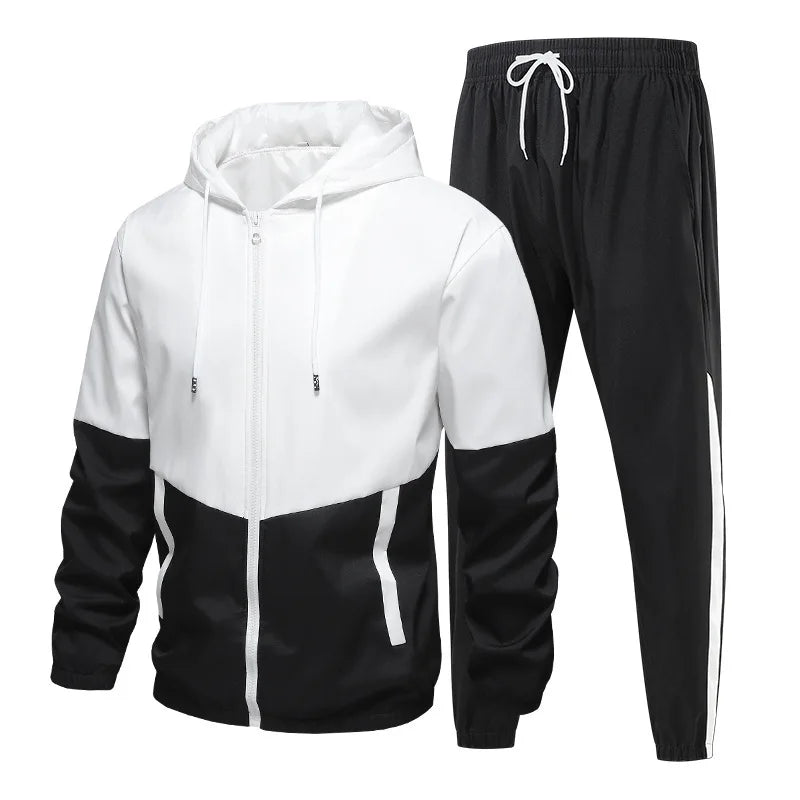 2026 New Men's Tracksuit Clothing Set Zipper Hoodie Sweatpants 2 Piece Hooded Long Sleeve Sportswear Sweatshirt Suits