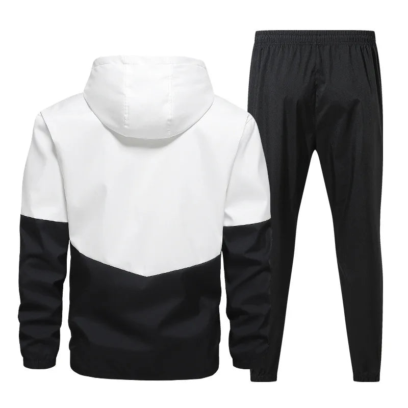 2026 New Men's Tracksuit Clothing Set Zipper Hoodie Sweatpants 2 Piece Hooded Long Sleeve Sportswear Sweatshirt Suits
