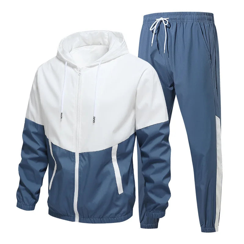 2026 New Men's Tracksuit Clothing Set Zipper Hoodie Sweatpants 2 Piece Hooded Long Sleeve Sportswear Sweatshirt Suits