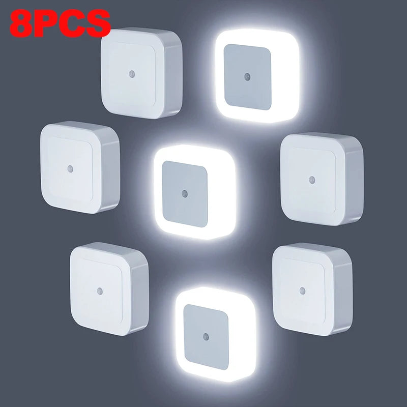 1-8pcs LED Night Lights Plug into Wall,Smart Dark Sensor Automatic Hallway Plug in Lights,Bedroom,Bathroom,Toilet,Stairs,Kitchen - Emitting Color: White Light 8PCS