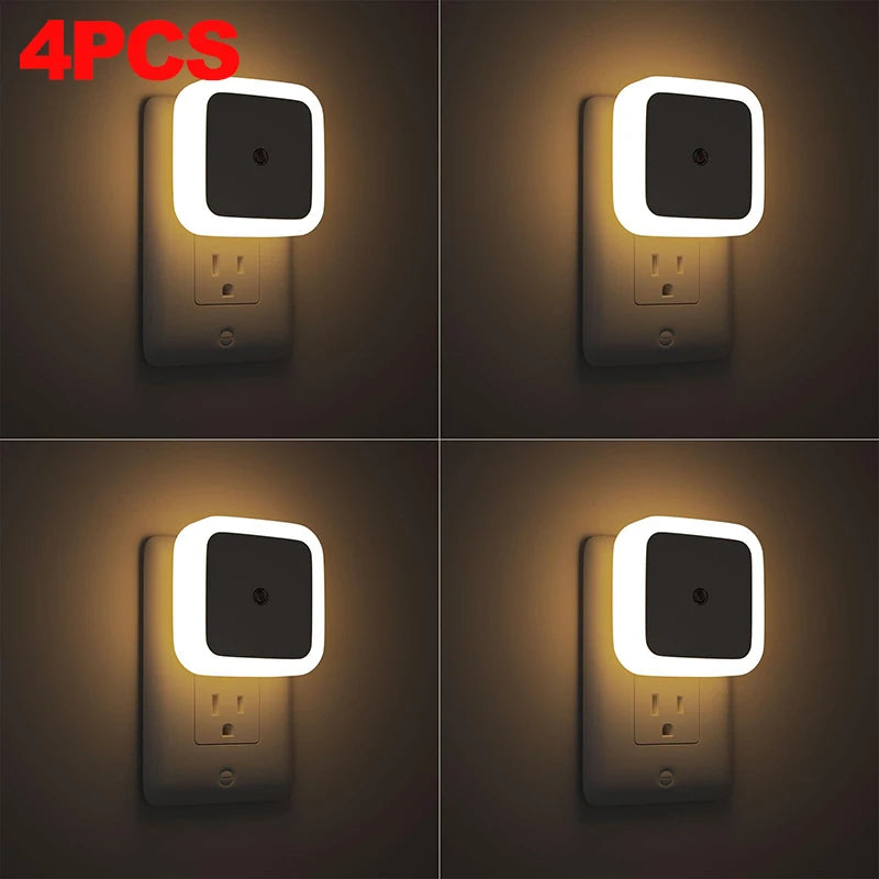 1-8pcs LED Night Lights Plug into Wall,Smart Dark Sensor Automatic Hallway Plug in Lights,Bedroom,Bathroom,Toilet,Stairs,Kitchen - Emitting Color: Warm Light 4PCS