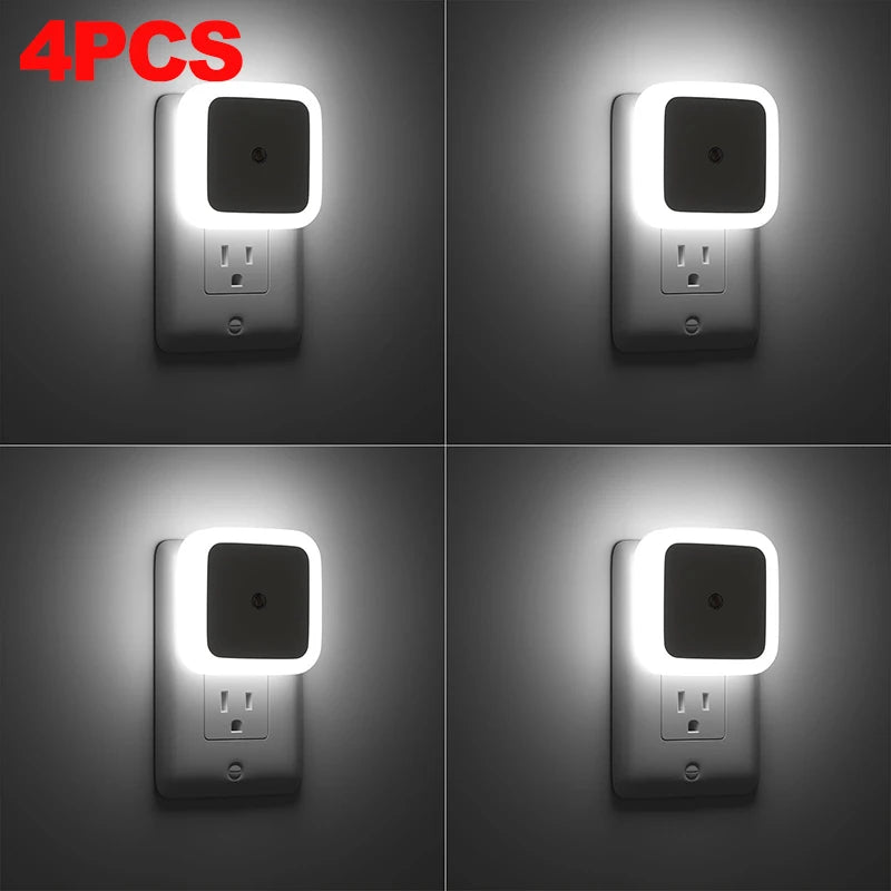 1-8pcs LED Night Lights Plug into Wall,Smart Dark Sensor Automatic Hallway Plug in Lights,Bedroom,Bathroom,Toilet,Stairs,Kitchen - Emitting Color: White Light 4PCS