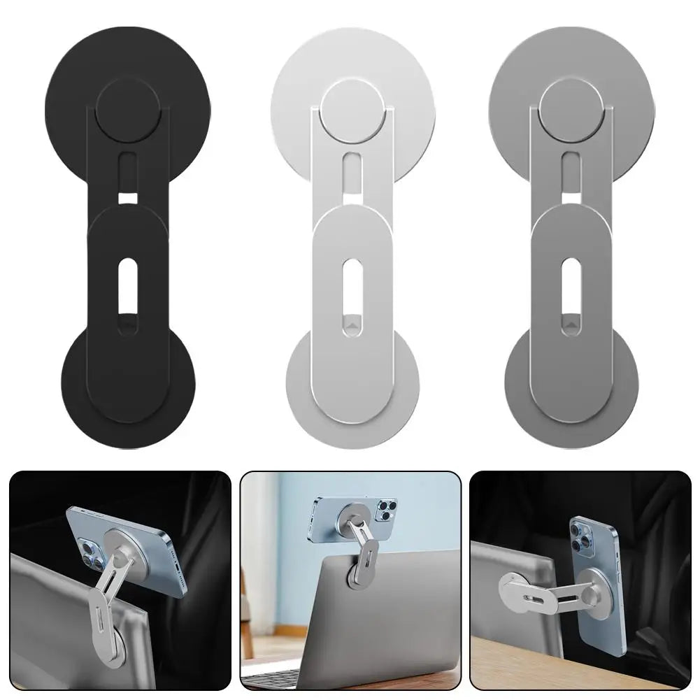 Invisible Magnetic Laptop Phone Holder Computer Monitor Side Cell Phone Slim& Foldable For IPhone16-12 Series Case And All Phone