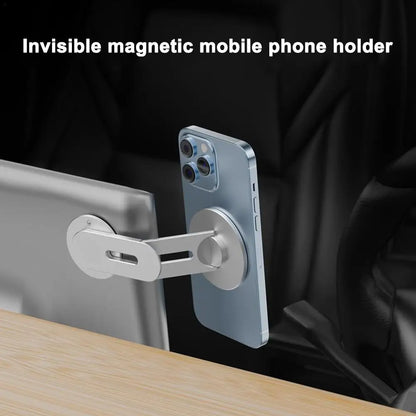 Invisible Magnetic Laptop Phone Holder Computer Monitor Side Cell Phone Slim& Foldable For IPhone16-12 Series Case And All Phone