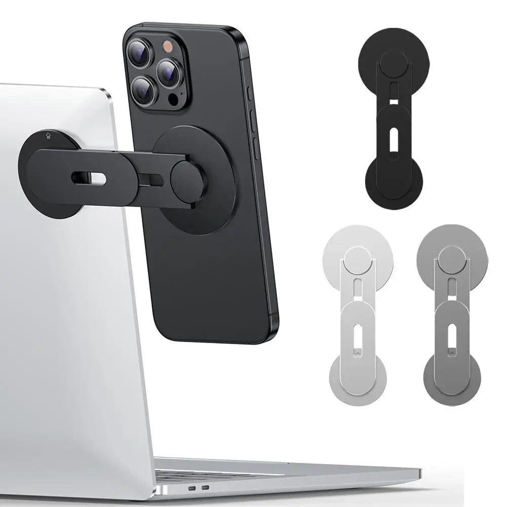 Invisible Magnetic Laptop Phone Holder Computer Monitor Side Cell Phone Slim& Foldable For IPhone16-12 Series Case And All Phone